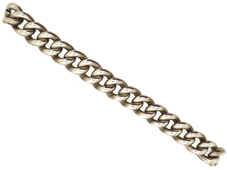 Wide Silver Curb Bracelet