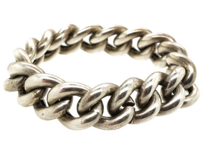 Wide Silver Curb Bracelet