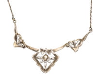 Art Deco Silver, Marcasite & Pearl Necklace