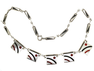 Theodor Fahrner Silver & Enamel Art Deco Necklace