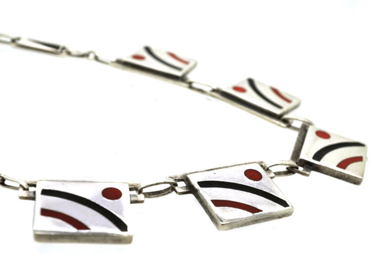 Theodor Fahrner Silver & Enamel Art Deco Necklace