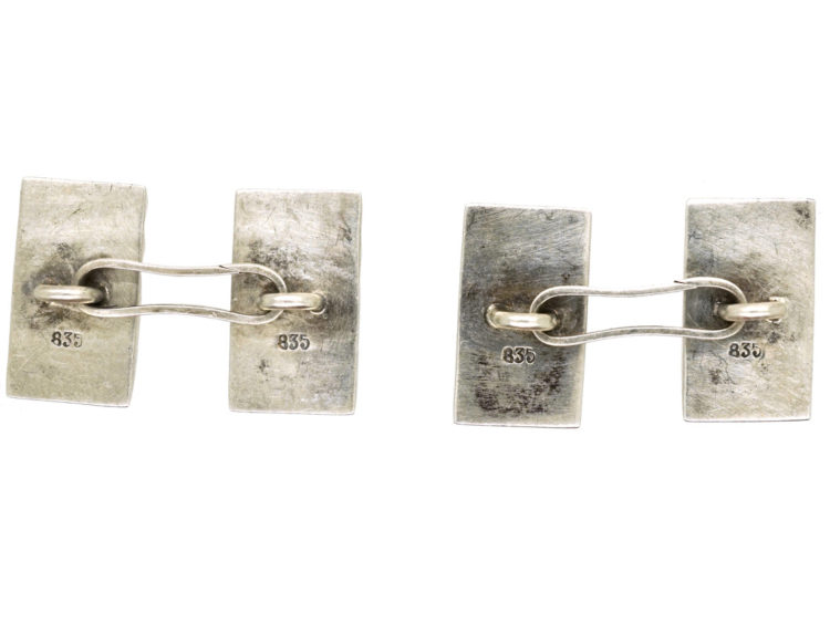 Art Deco Silver & Amazonite Cufflinks