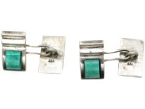 Art Deco Silver & Amazonite Cufflinks