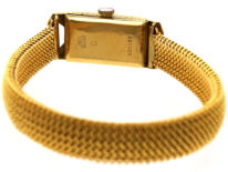 Art Deco 18ct Gold & Enamel Watch on Mesh Strap