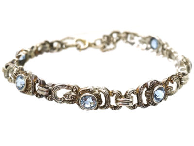 Art Deco Silver & Synthetic Blue Spinel Bracelet