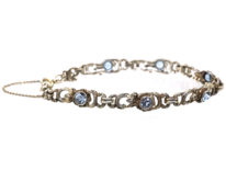 Art Deco Silver & Synthetic Blue Spinel Bracelet