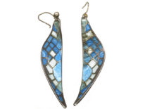 Silver & Blue & Grey Plique-à-Jour Enamel Earrings