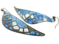Silver & Blue & Grey Plique-à-Jour Enamel Earrings