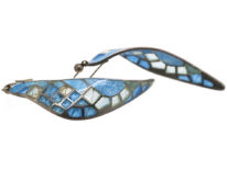 Silver & Blue & Grey Plique-à-Jour Enamel Earrings