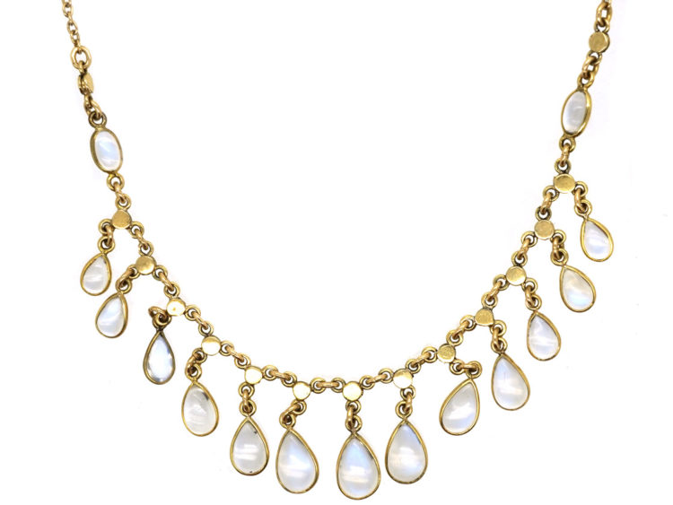 14ct Gold & Moonstone Drops Necklace