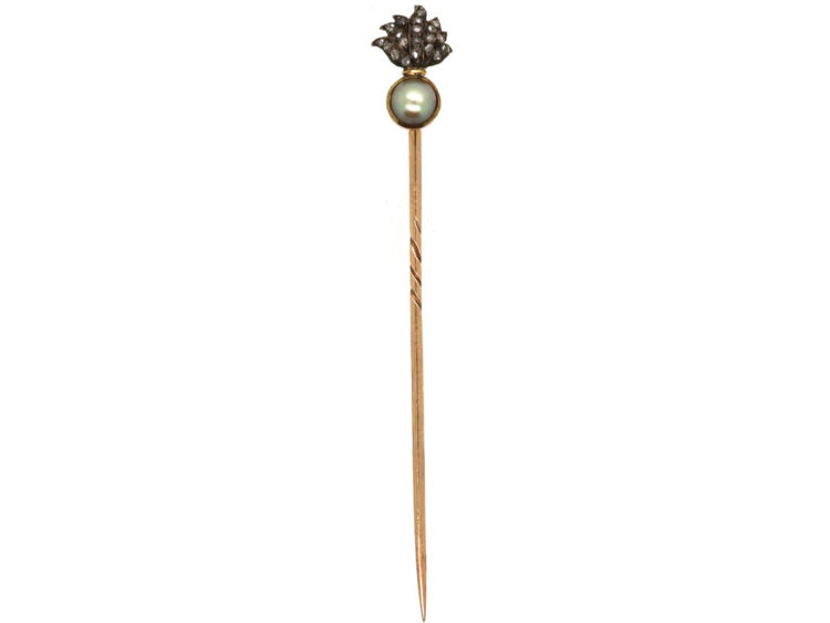 Grenadier Guards Rose Diamond & Natural Split Pearl Tie Pin