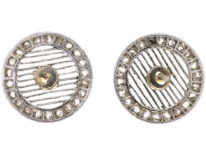 Art Deco Platinum & Rose Diamond & Transition Cut Diamond Round Earrings