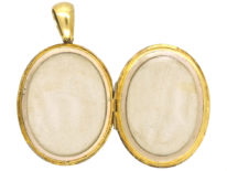 Victorian 15ct Gold Oval Locket Set With Emeralds & Natural Split Pearls