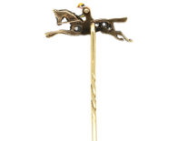 Edwardian Rose Diamond & Enamel Racehorse & Jockey Tie Pin