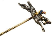 Edwardian Rose Diamond & Enamel Racehorse & Jockey Tie Pin