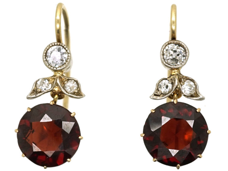 Edwardian Garnet & Diamond Drop Earrings