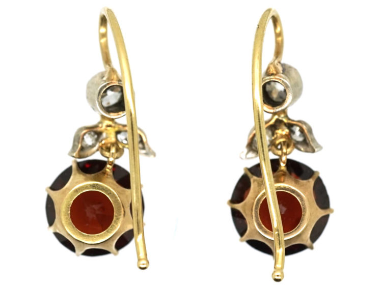 Edwardian Garnet & Diamond Drop Earrings