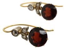Edwardian Garnet & Diamond Drop Earrings