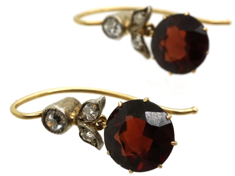 Edwardian Garnet & Diamond Drop Earrings