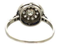 Art Deco Platinum Target Ring Set With Diamonds & Sapphires