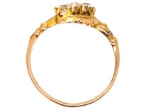 Art Nouveau 18ct Gold Leaves & Diamonds Ring