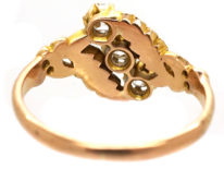 Art Nouveau 18ct Gold Leaves & Diamonds Ring