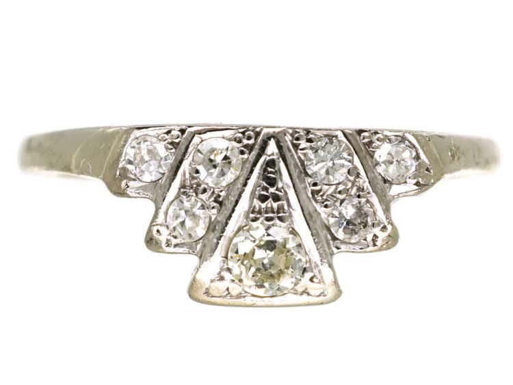 Art Deco Platinum & Diamond Fan Shaped Ring