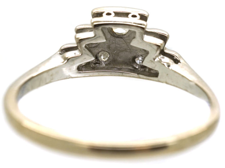 Art Deco Platinum & Diamond Fan Shaped Ring