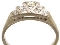 Art Deco Platinum & Diamond Fan Shaped Ring
