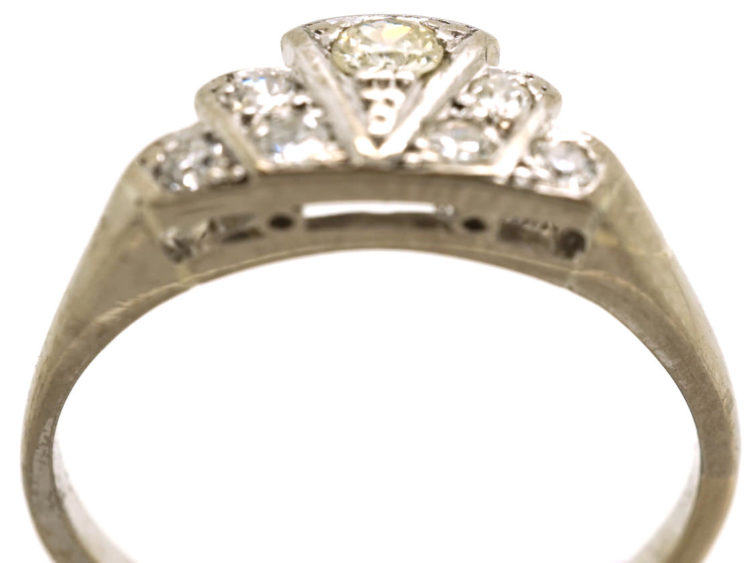 Art Deco Platinum & Diamond Fan Shaped Ring