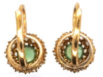 Edwardian 18ct Gold, Peridot & Rose Diamond Earrings