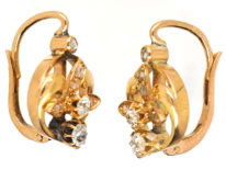 Edwardian 18ct Gold & Diamond Three Petal Flower Earrings