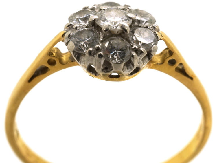 18ct Gold, Platinum & Diamond Daisy Cluster Ring