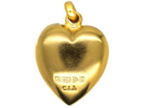 Edwardian 15ct Gold Heart Pendant With Applied Gold Flowers