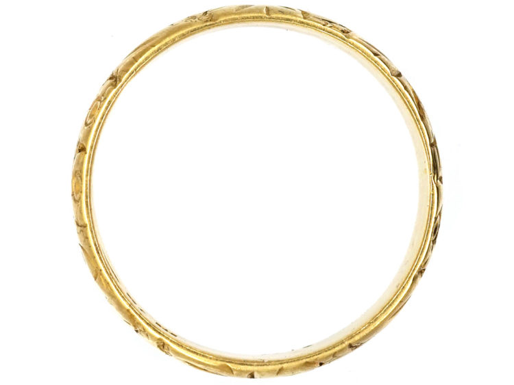 18ct Gold Wedding Band With Roses & Ivy Motif