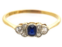 Edwardian 18ct Gold, Platinum, Sapphire & Diamond Ring