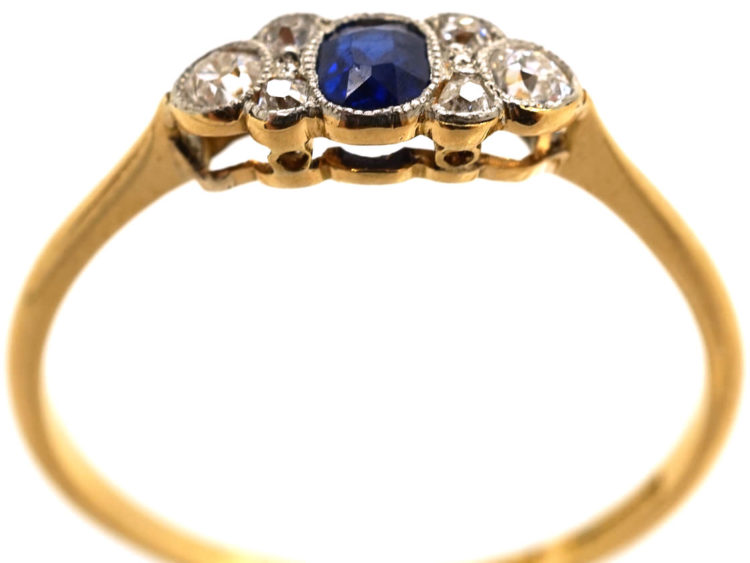 Edwardian 18ct Gold, Platinum, Sapphire & Diamond Ring