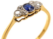 Edwardian 18ct Gold, Platinum, Sapphire & Diamond Ring