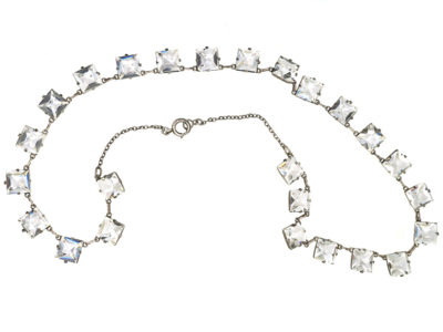 Art Deco Silver & Square Paste Necklace