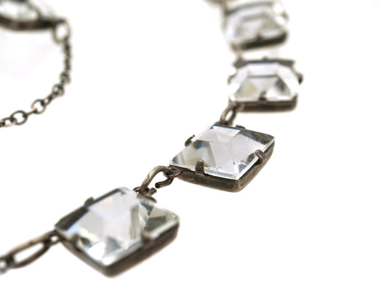Art Deco Silver & Square Paste Necklace