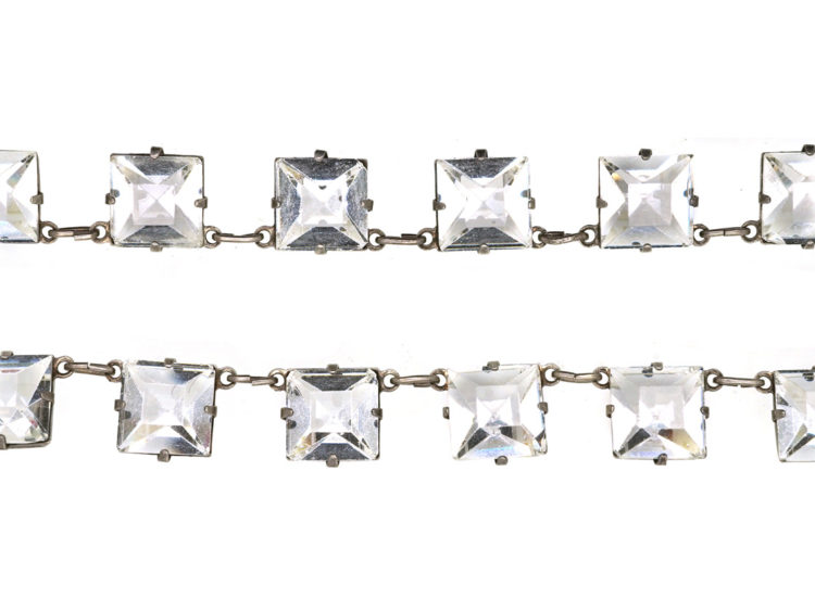 Art Deco Silver & Square Paste Necklace