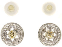 Edwardian Platinum, Pearl & Diamond Cluster Earrings