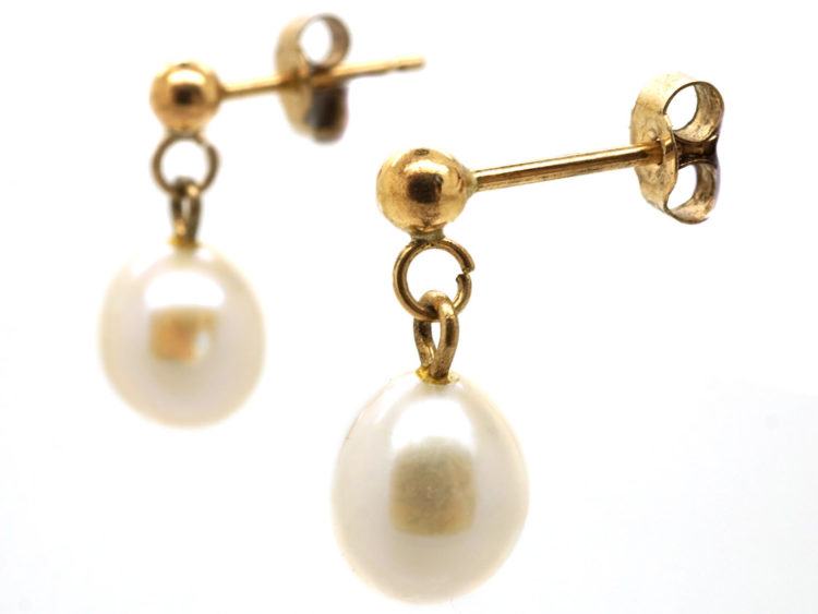 9ct Gold Pearl Drop Earrings
