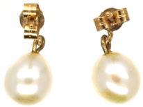9ct Gold Pearl Drop Earrings