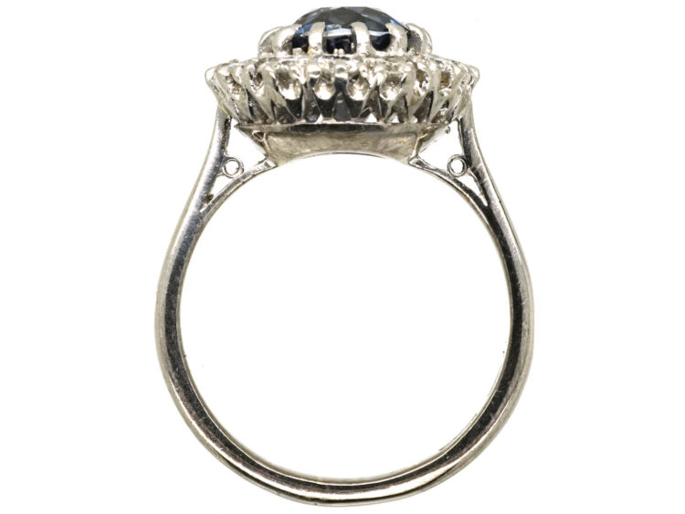 18ct White Gold, Platinum, Sapphire & Diamond Cluster Ring