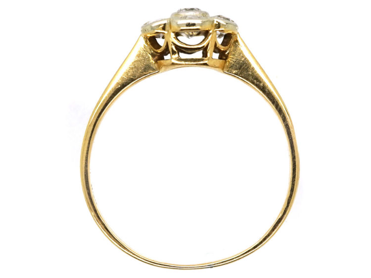 Edwardian 18ct Gold, Platinum, Diamond Daisy Cluster Ring