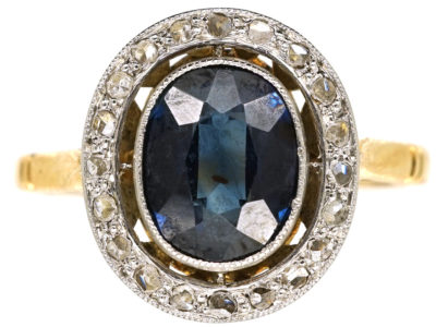 Edwardian 18ct Gold,Platinum, Sapphire & Diamond Oval Cluster Ring