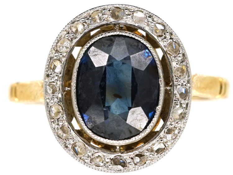 Edwardian 18ct Gold,Platinum, Sapphire & Diamond Oval Cluster Ring