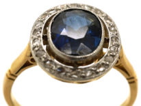 Edwardian 18ct Gold,Platinum, Sapphire & Diamond Oval Cluster Ring