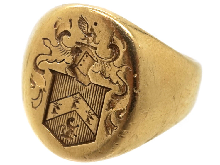 14ct Gold Signet Ring By Tiffany With Crest Intaglio